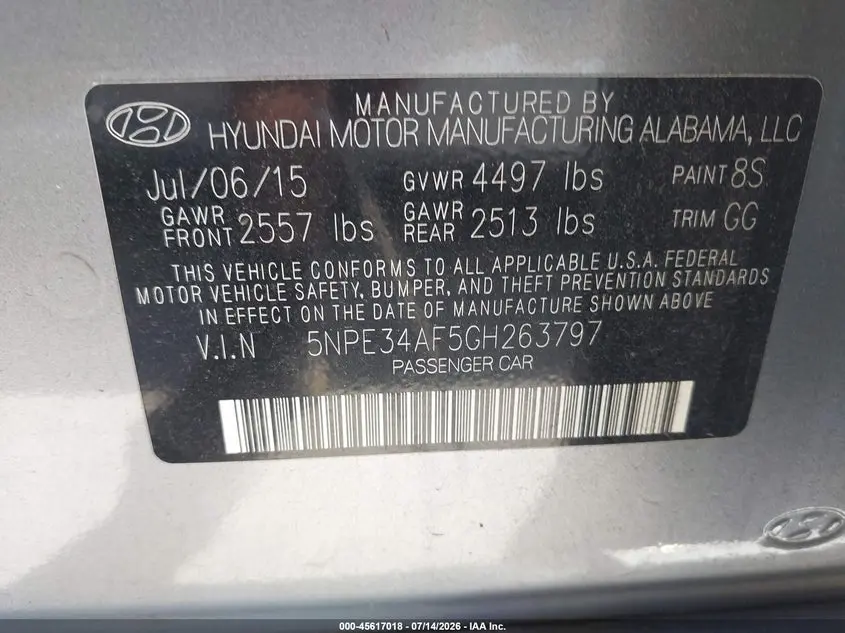 2016 HYUNDAI SONATA SPORT