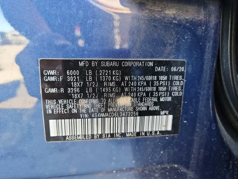 2020 SUBARU ASCENT PREMIUM  