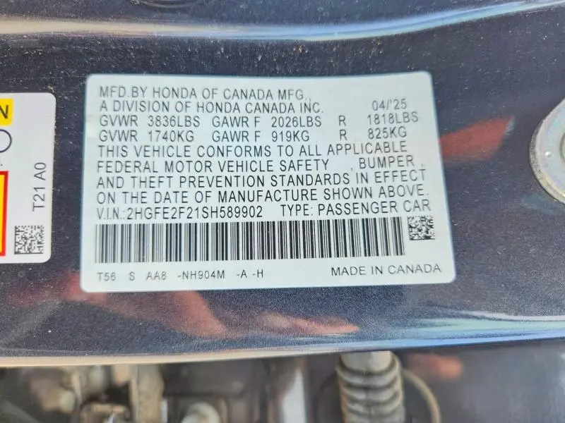 2025 HONDA CIVIC LX  