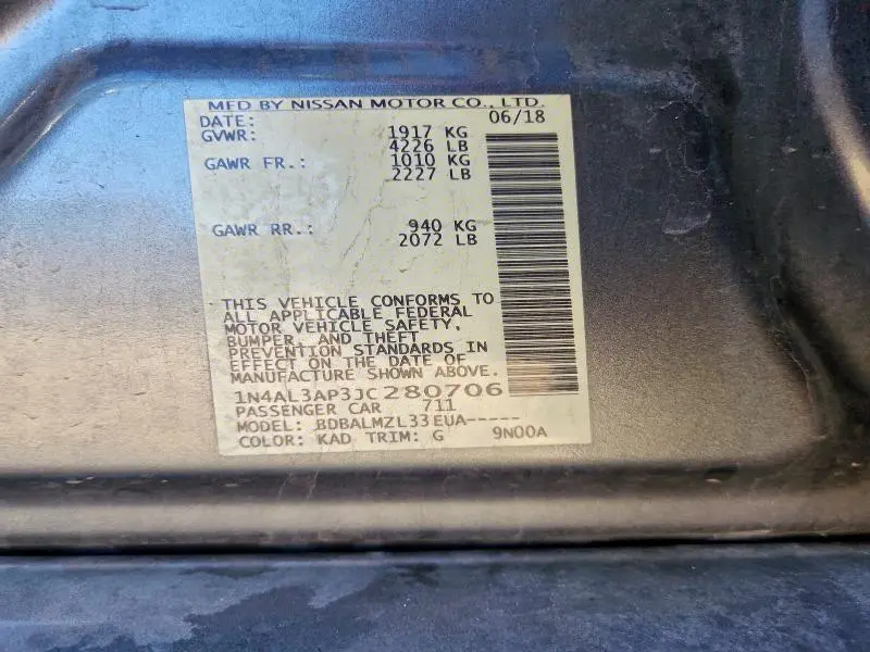 2018 NISSAN ALTIMA 2.5  