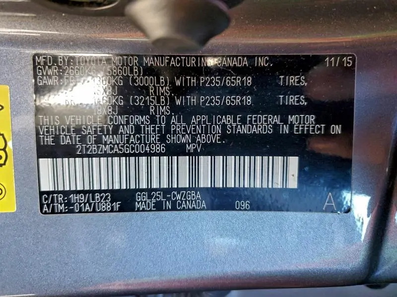 2016 LEXUS RX 350 BASE  