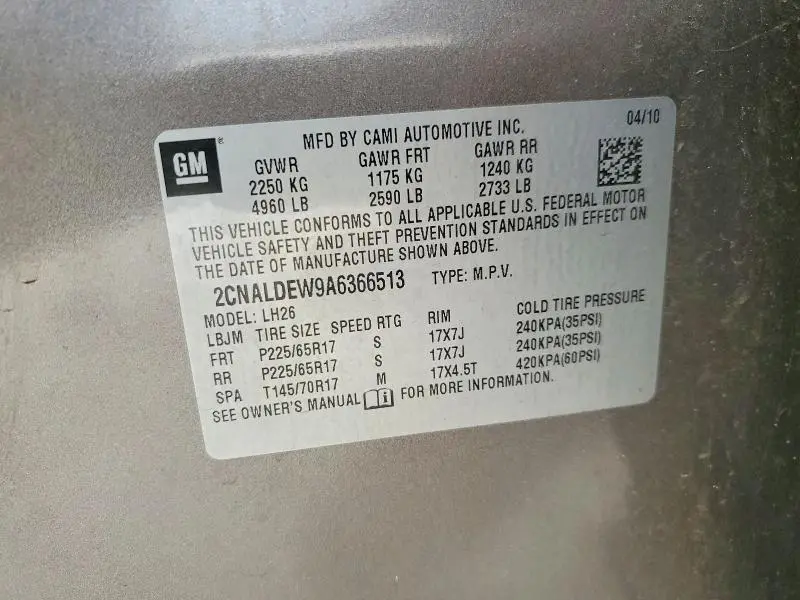 2010 CHEVROLET EQUINOX LT  