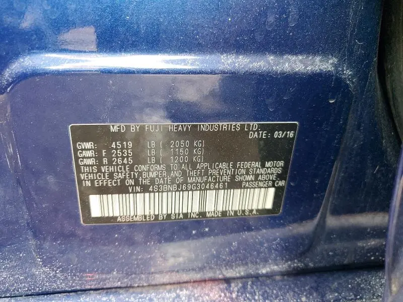 2016 SUBARU LEGACY 2.5I LIMITED  