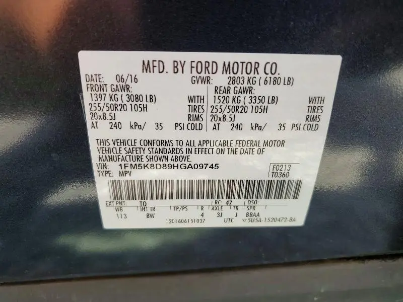 2017 FORD EXPLORER XLT  