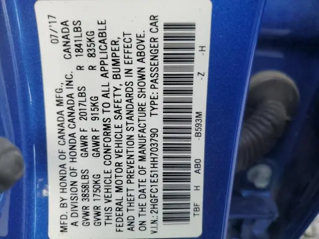 2017 HONDA CIVIC SI  
