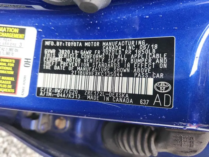 2019 TOYOTA COROLLA SE  