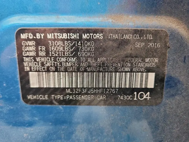 2017 MITSUBISHI MIRAGE G4 ES  