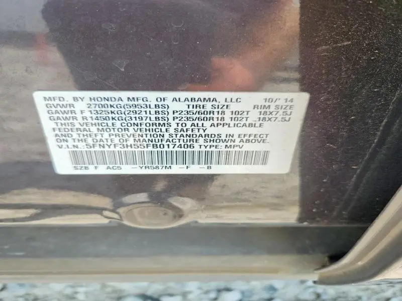 2015 HONDA PILOT EXL  