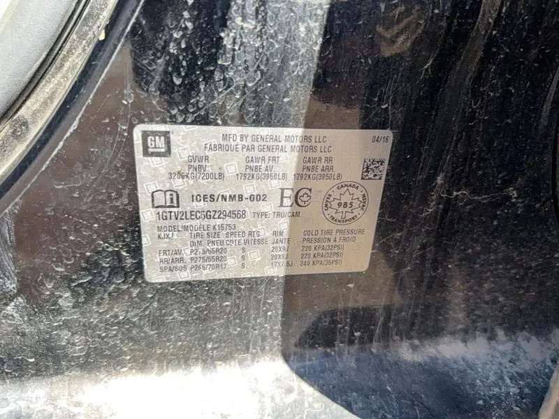 2016 GMC SIERRA K1500  