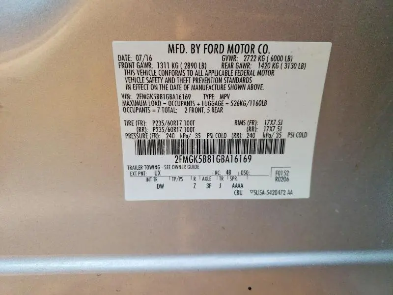 2016 FORD FLEX SE  