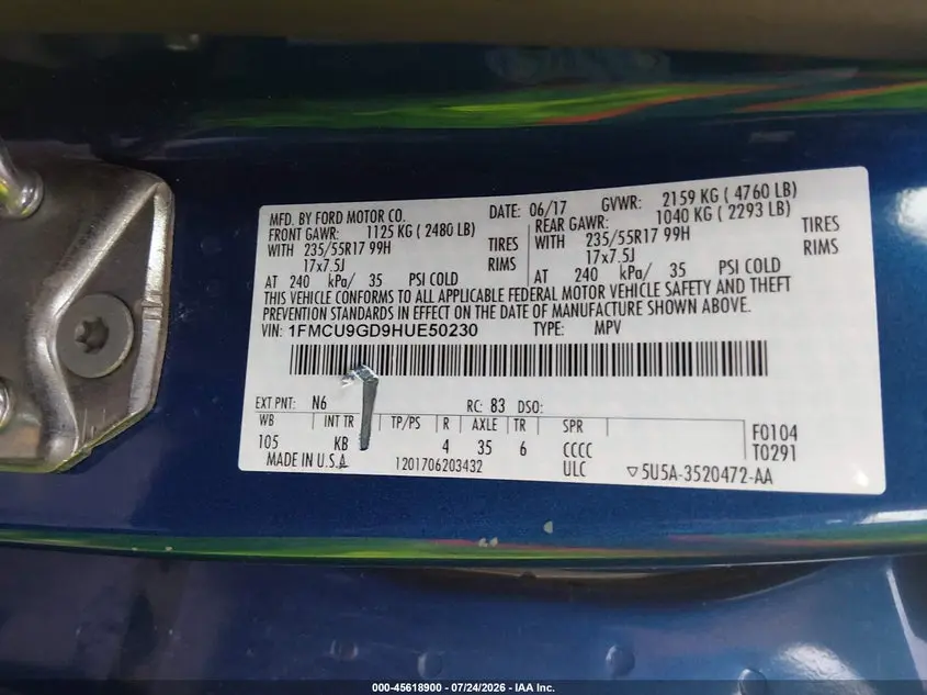 2017 FORD ESCAPE SE