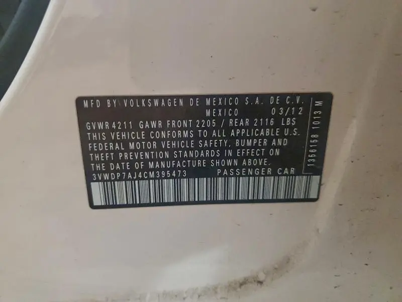 2012 VOLKSWAGEN JETTA SE  