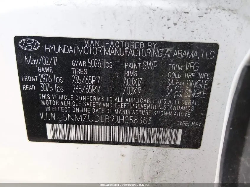 2018 HYUNDAI SANTA FE SPORT 2.4L