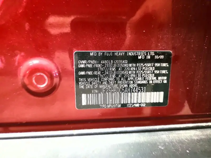 2010 SUBARU FORESTER 2.5X LIMITED  