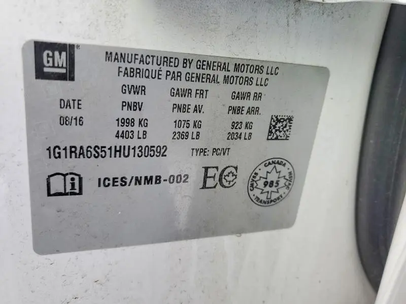 2017 CHEVROLET VOLT LT  