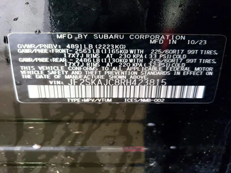 2024 SUBARU FORESTER WILDERNESS  