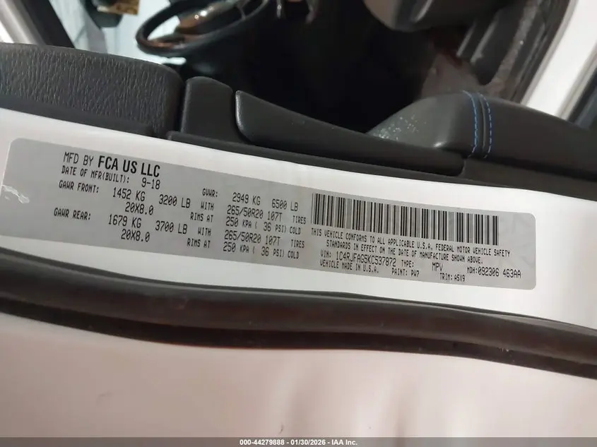 2019 JEEP GRAND CHEROKEE UPLAND 4X4