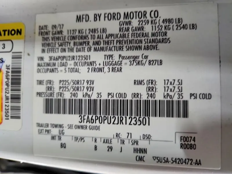 2018 FORD FUSION SE PHEV  