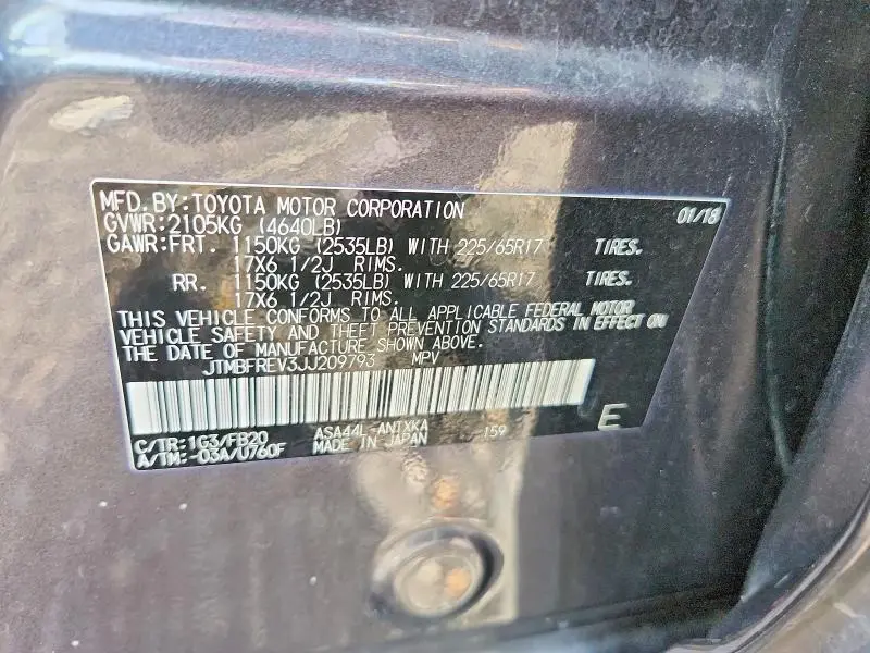 2018 TOYOTA RAV4 LE  