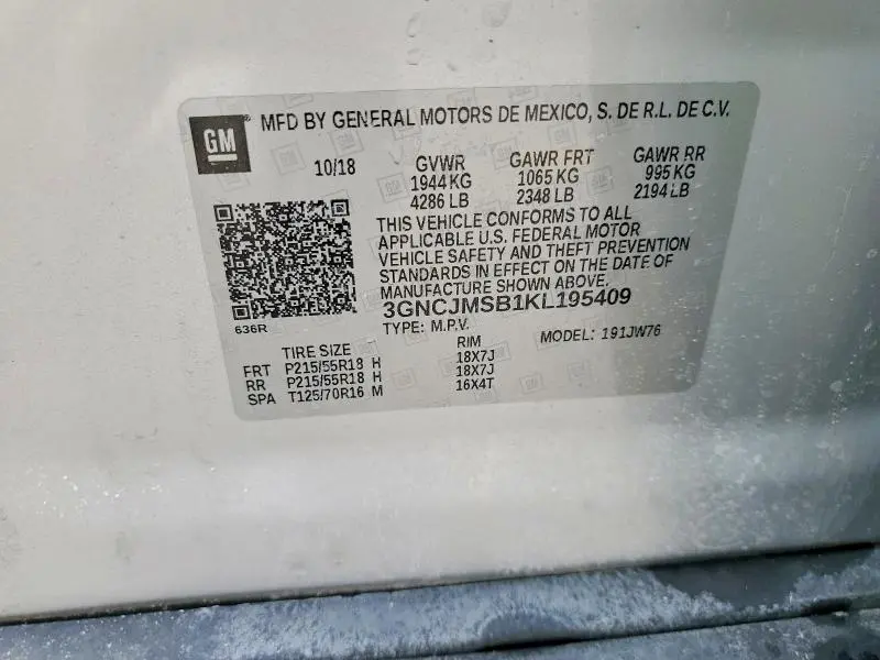 2019 CHEVROLET TRAX PREMIER  