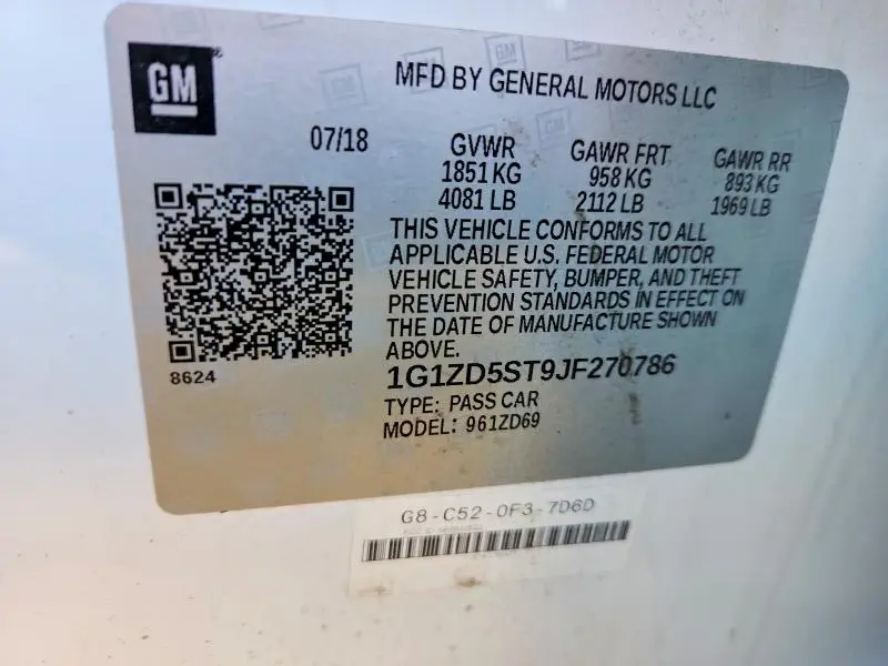 2018 CHEVROLET MALIBU LT  