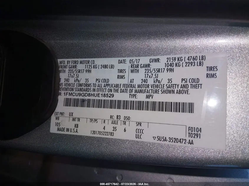 2017 FORD ESCAPE SE