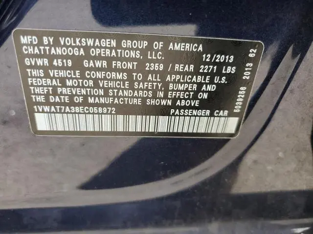 2014 VOLKSWAGEN PASSAT S