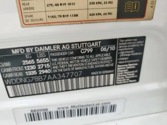 2010 MERCEDES-BENZ S 550  