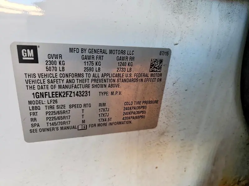 2015 CHEVROLET EQUINOX LS  