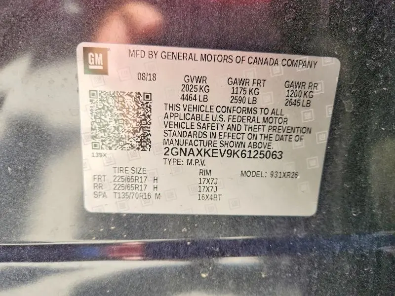2019 CHEVROLET EQUINOX LT  