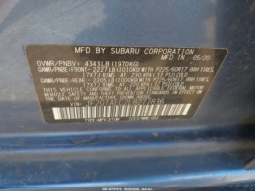 2020 SUBARU CROSSTREK PREMIUM