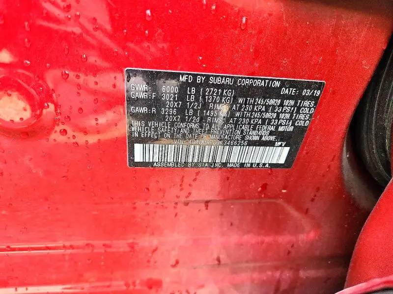 2019 SUBARU ASCENT LIMITED  