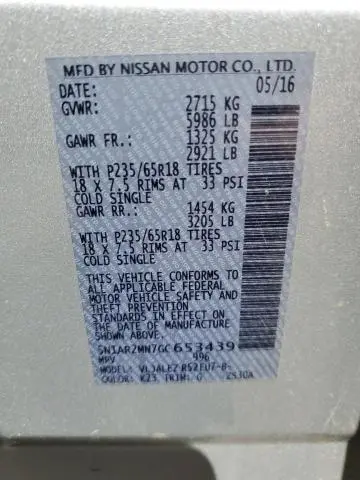 2016 NISS PATHFINDER   