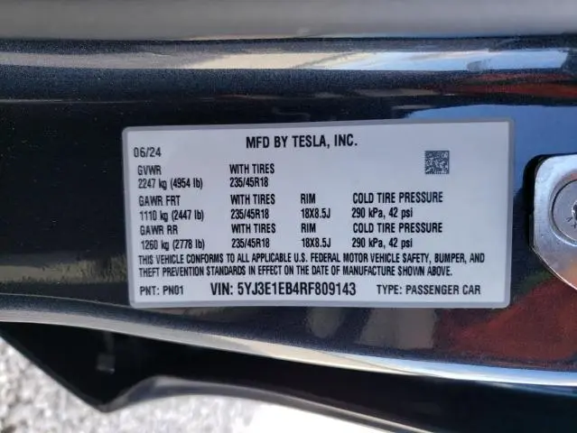 2024 TESLA MODEL 3 