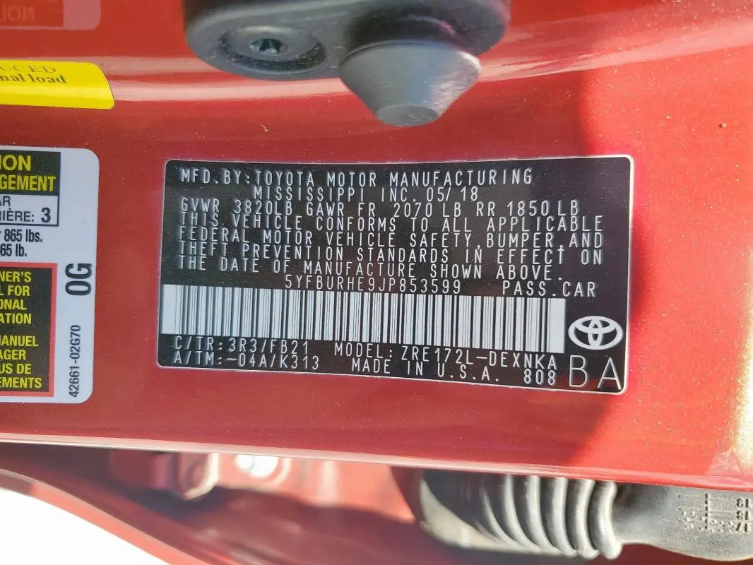 2018 TOYOTA COROLLA L  