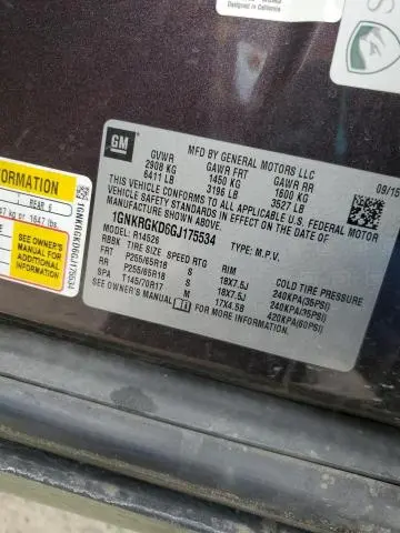 2016 CHEVROLET TRAVERSE LT  