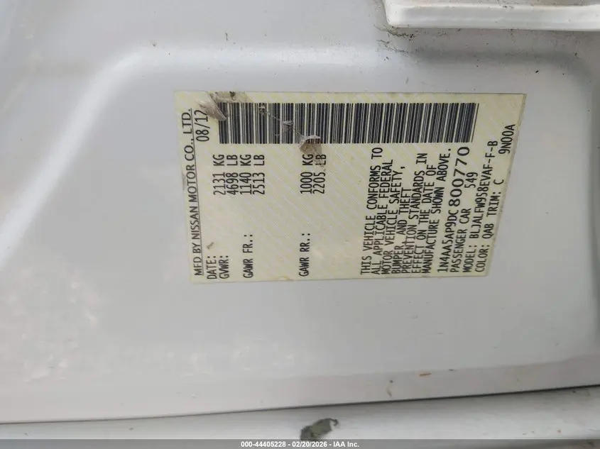 2013 NISSAN MAXIMA 3.5 SV