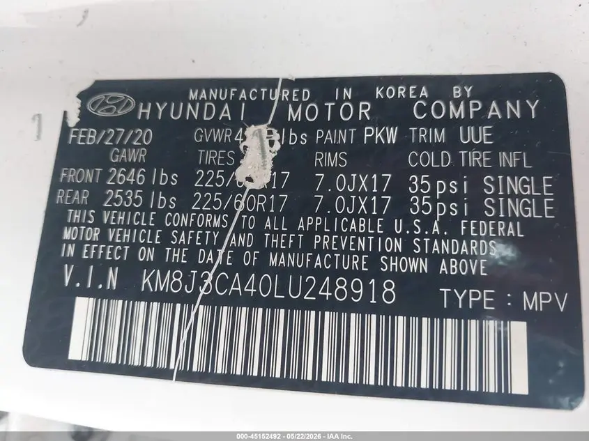 2020 HYUNDAI TUCSON VALUE