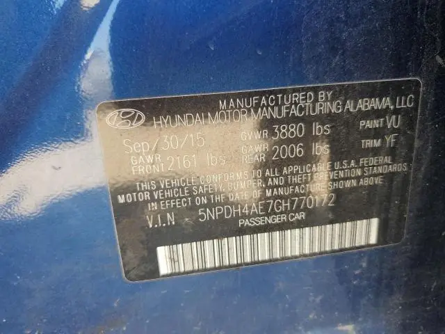 2016 HYUNDAI ELANTRA SE  