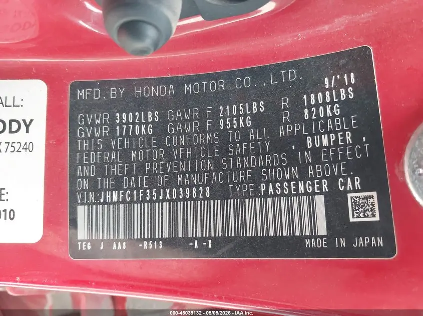 2018 HONDA CIVIC EX-T