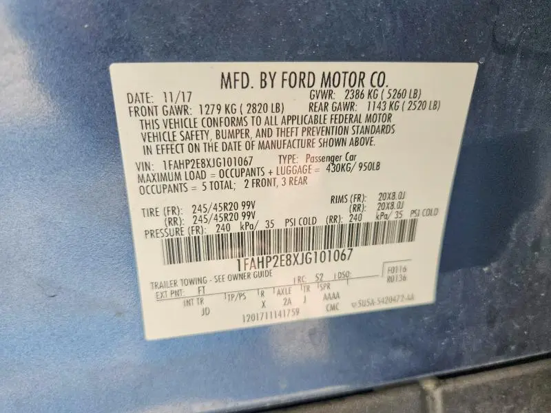 2018 FORD TAURUS SEL  