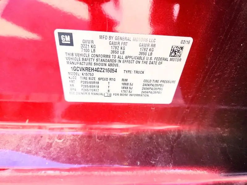 2016 CHEVROLET SILVERADO K1500 LT  