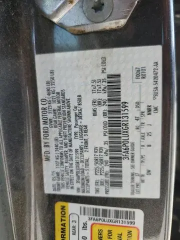 2016 FORD FUSION SE HYBRID  