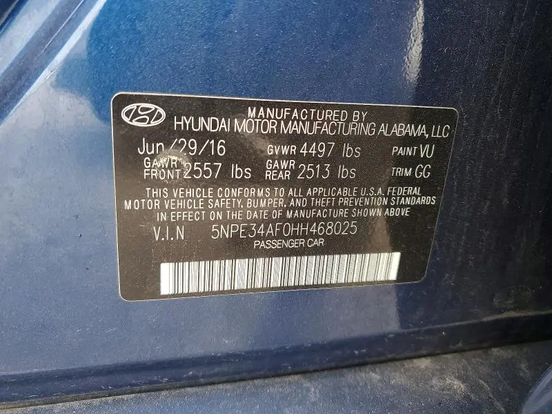 2017 HYUNDAI SONATA LIMITED  