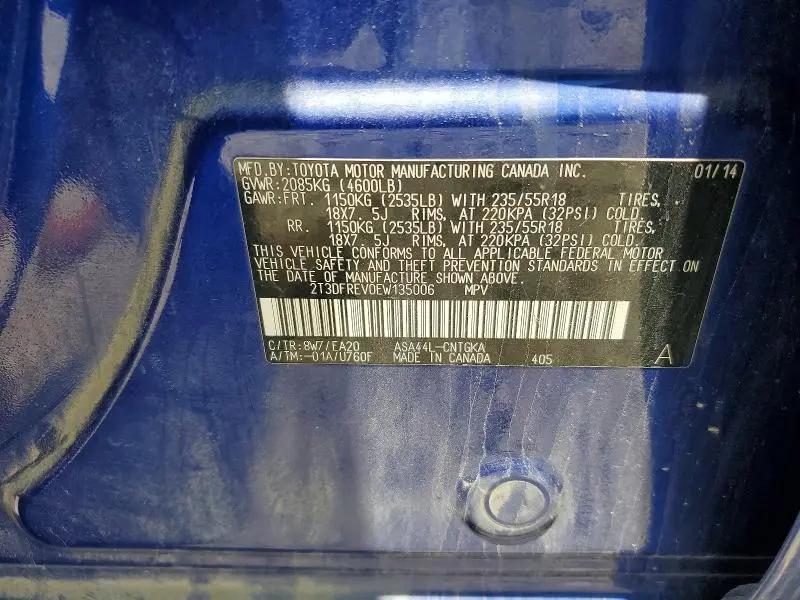 2014 TOYOTA RAV4 LIMITED  