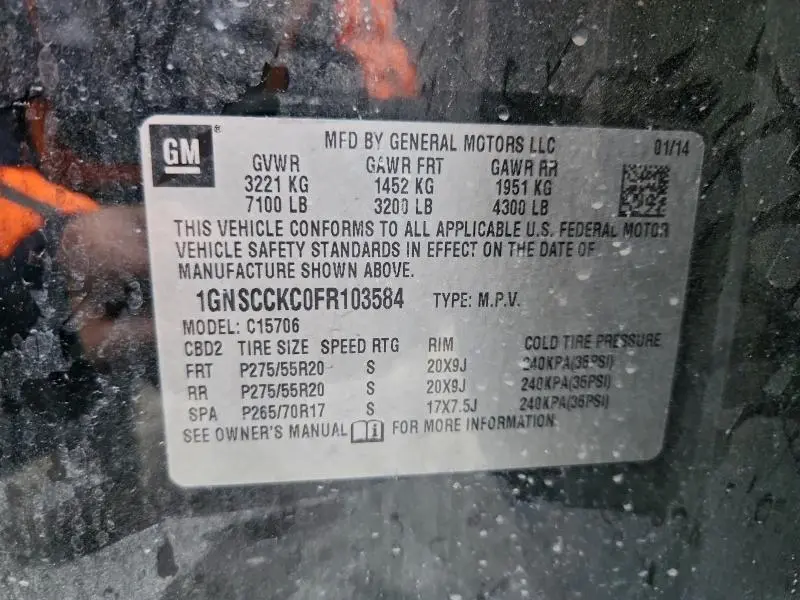 2015 CHEVROLET TAHOE C1500 LTZ  