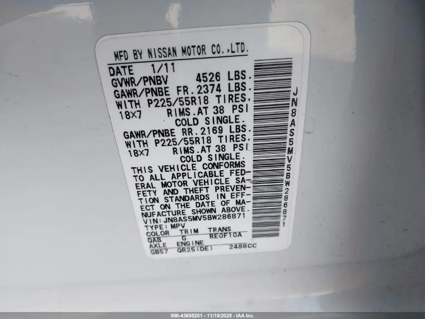 2011 NISSAN ROGUE SV