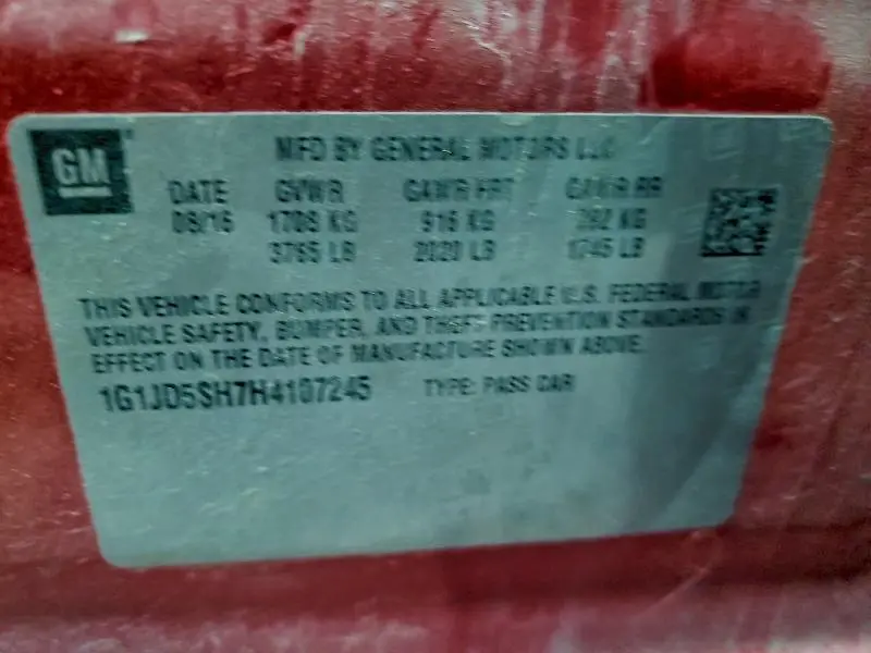 2017 CHEVROLET SONIC LT  