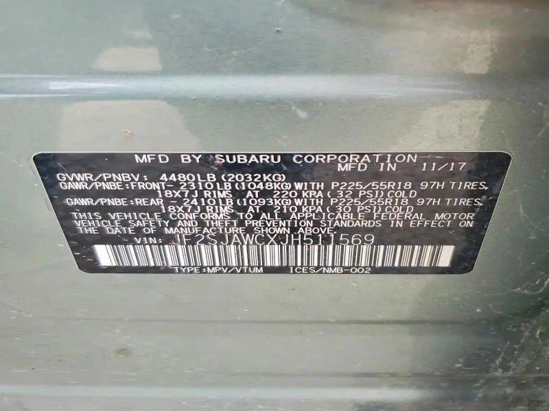 2018 SUBARU FORESTER 2.5I TOURING  