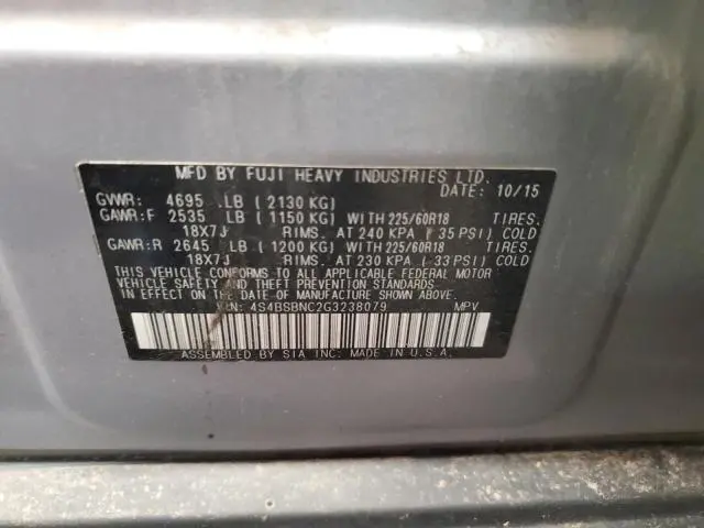 2016 SUBARU OUTBACK 2.5I LIMITED  